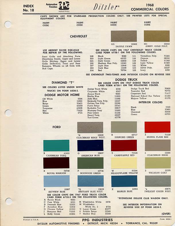 1968 Chevrolet Color Code The 1947 Present Gmc Truck Message Board Network - 68 Chevy C10 Paint Colors